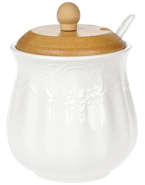 Цукорниця Ceram-Bamboo з ложкою і бамбуковою кришкою Ø9 см 350 мл