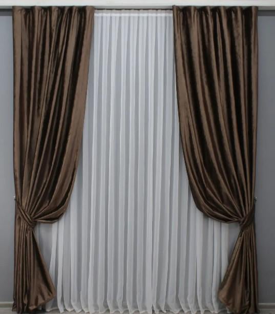 Шторы в спальню/гостиную 1,5х2,75 м 2 шт. Коричневый (1443ш)