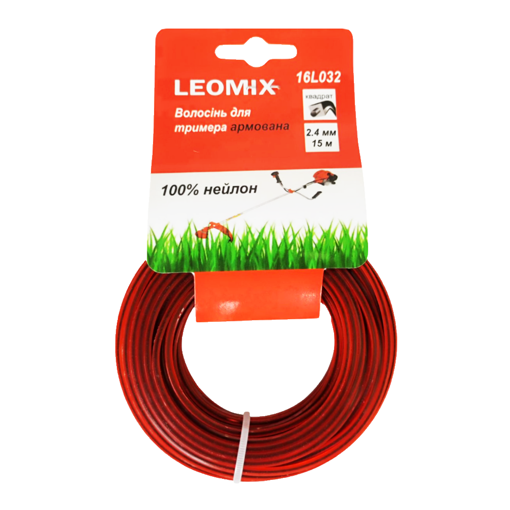 Жилка для триммера армированная квадрат 2,4 мм 15 м (1774)