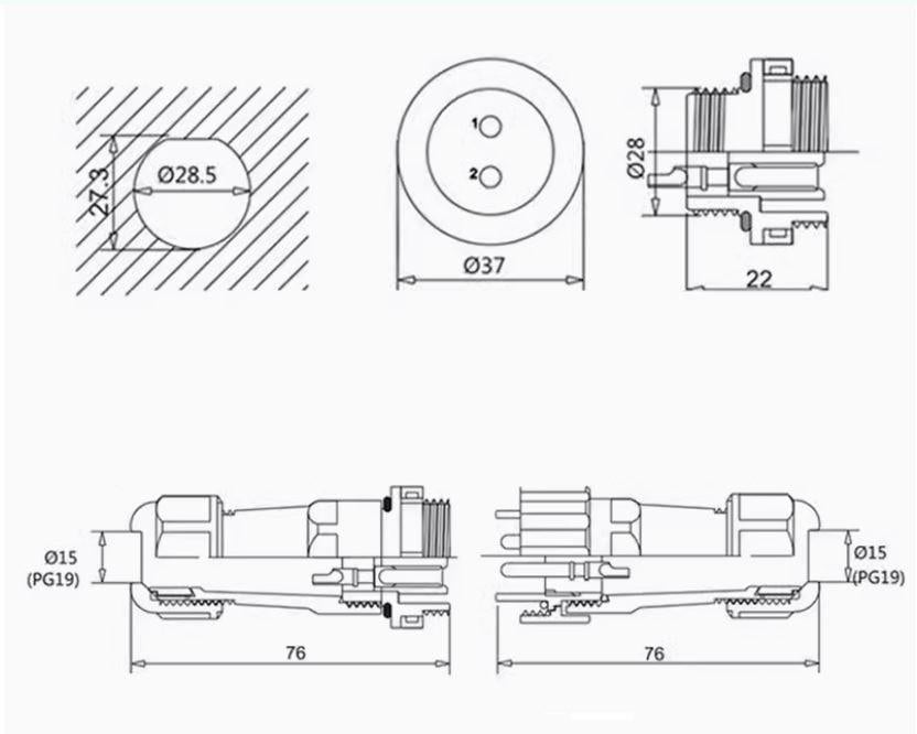 Разъем герметичный SP28 IP68 гнездо/штекер на кабель SP28 2P-F-M 10pin 10 А (2338163247) - фото 6 Разъем герметичный SP28 IP68 гнездо/штекер на кабель SP28 2P-F-M 10pin 10 А (2338163247) - фото 6