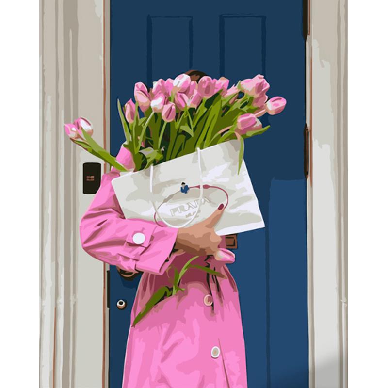 Картина по номерам Strateg Премиум В розовом размере 40х50 см (GS1292)