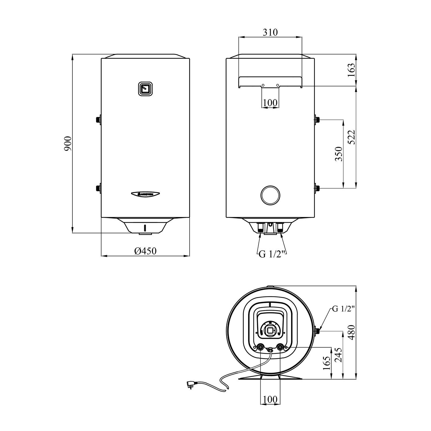 Бойлер Ariston PRO1 3201817 CV034084 100 л 1,8 кВт мокрий тен (231571) - фото 9