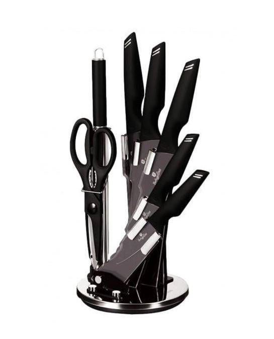 Набір ножів Berlinger Haus Black Silver 8 пр. з підставкою