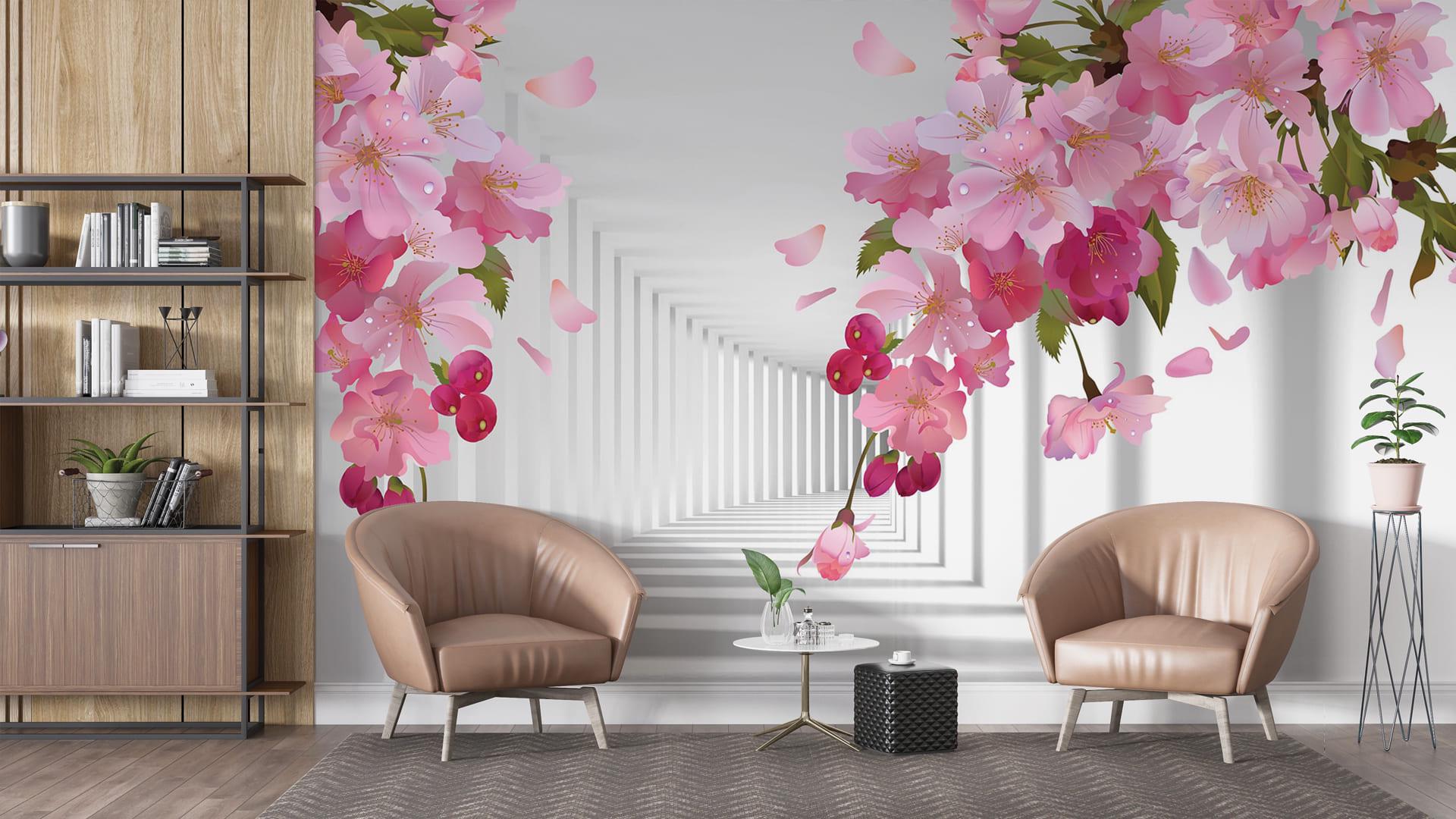 Фотошпалери флізелінові Styleo Print-walls 3D Тунель з квітами 0172 400х250 см (Pw-0172/4)