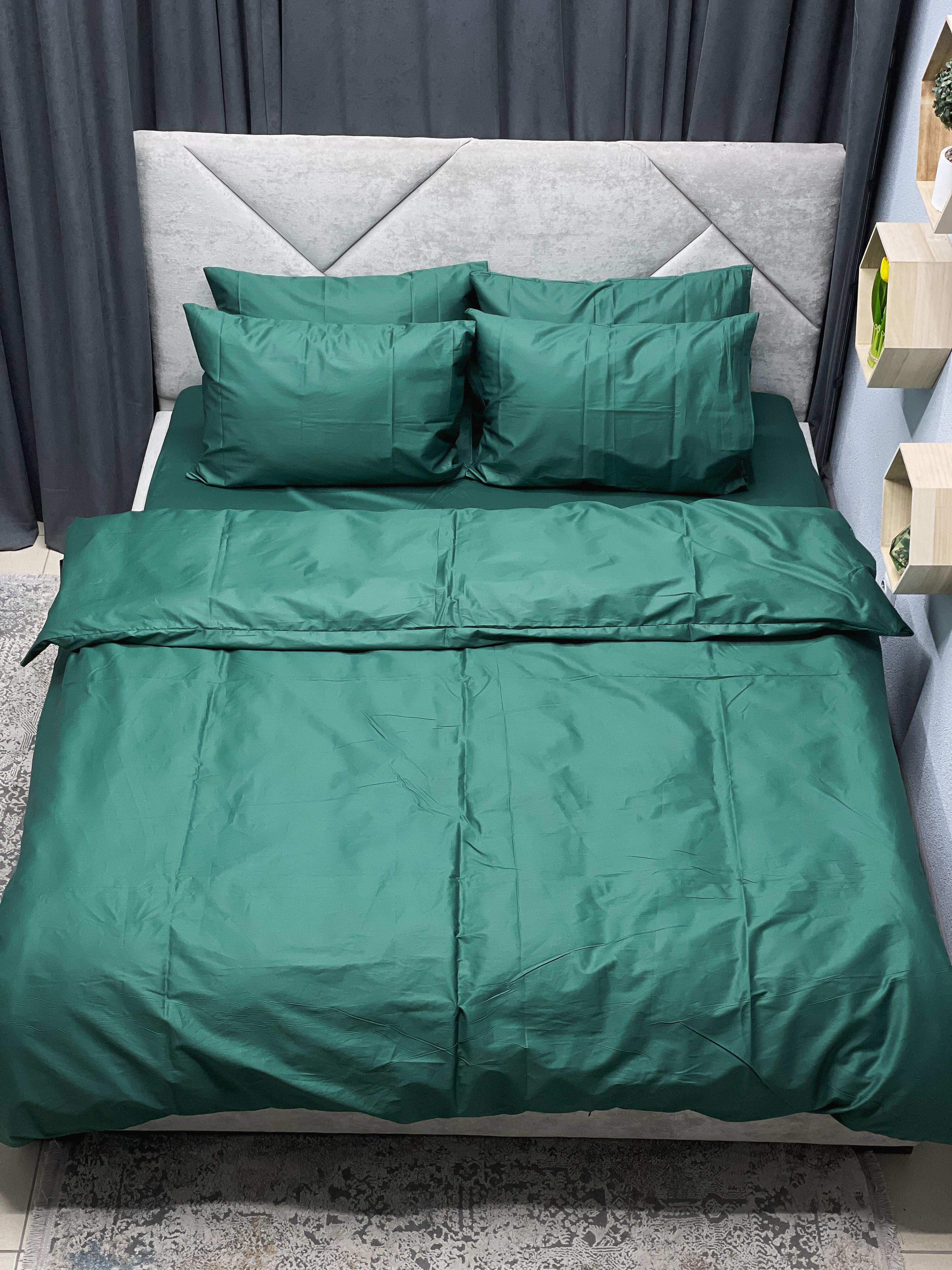 Комплект постельного белья Ego-textile 9907S сатин однотонный Зеленый (199221463)
