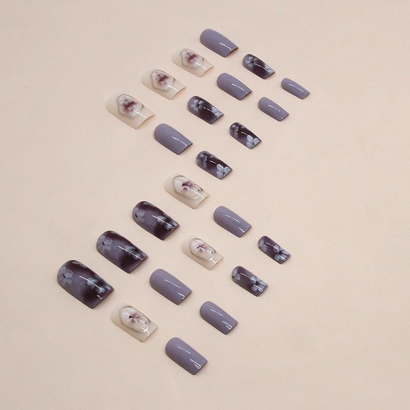 Накладные ногти с клеем Bananahall R817 24 шт. Фиолетовый (A9978)
