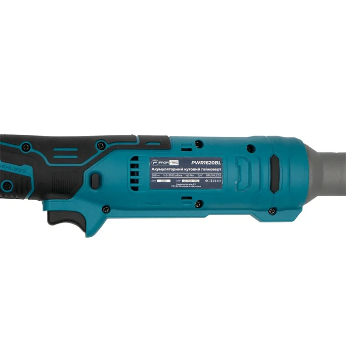 Гайковерт кутовий акумуляторний Profi-Tec PWR1620BL 20 В безщітковий двигун 160 Нм хвостовик 1/4" (007605) - фото 6