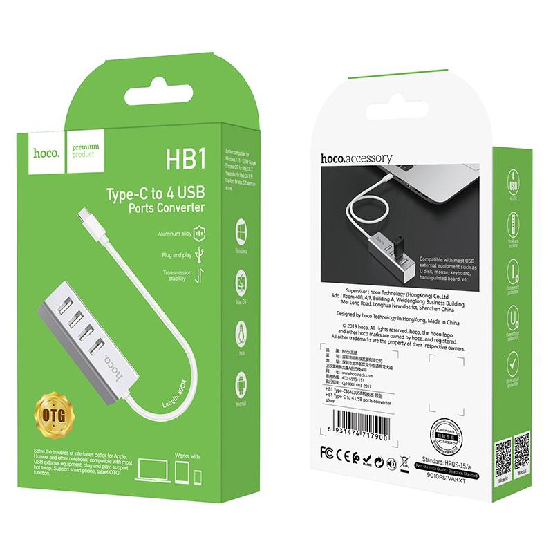 HUB адаптер Hoco USB Line machine HB1 Silver (d5ee99b1) - фото 2