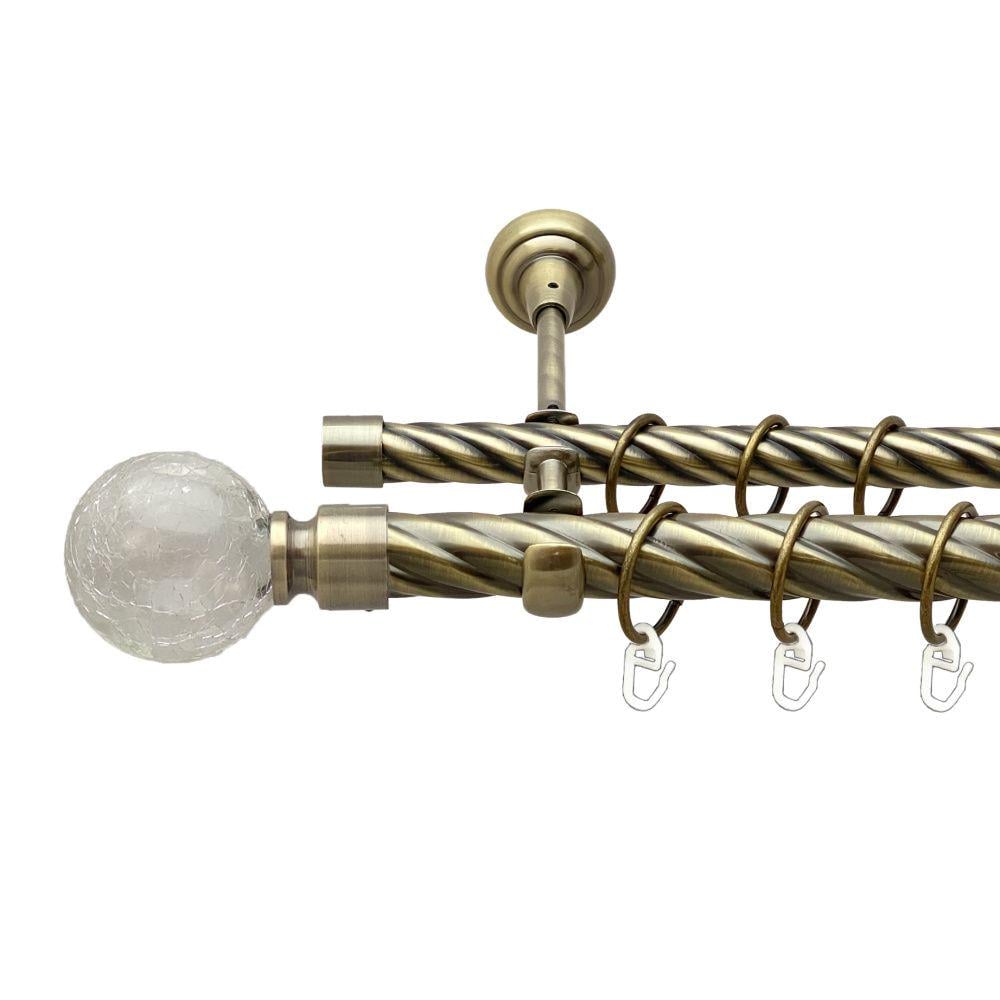 Карниз Orvit Сепія металевий дворядний відкритий скручена труба кільце металеве 25/19 мм 160 см Антик (00-00017917)