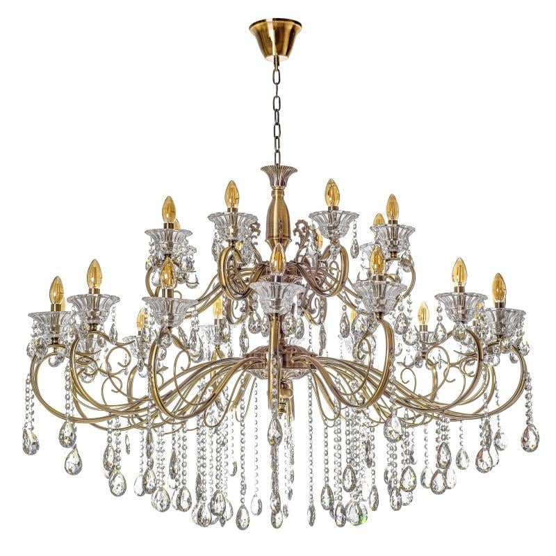 Люстра свеча подвесная хрустальная классическая Brille BCL-665S/24 E14 AB