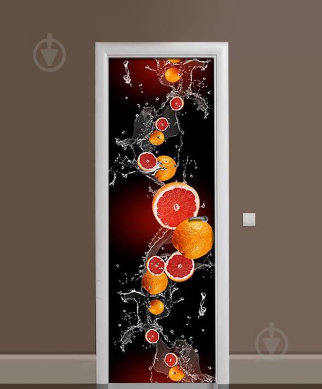 Наклейка на дверь Zatarga «Грейпфрутовые брызги» 650х2000 мм виниловая 3Д наклейка декор самоклеящаяся Наклейка на дверь Zatarga «Грейпфрутовые брызги» 650х2000 мм виниловая 3Д наклейка декор самоклеящаяся