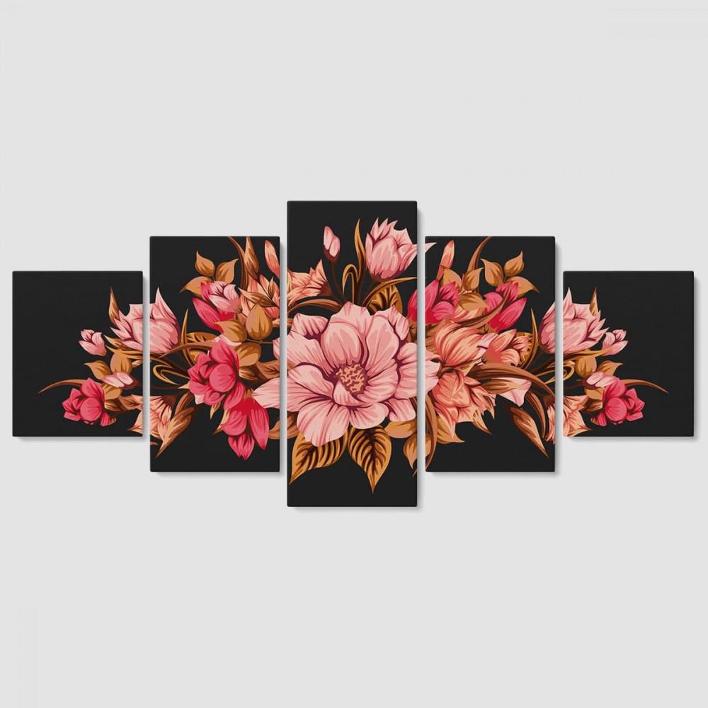 Модульная картина из пяти частей Malevich Store Beautiful flowers 162x80 см (MK53613)