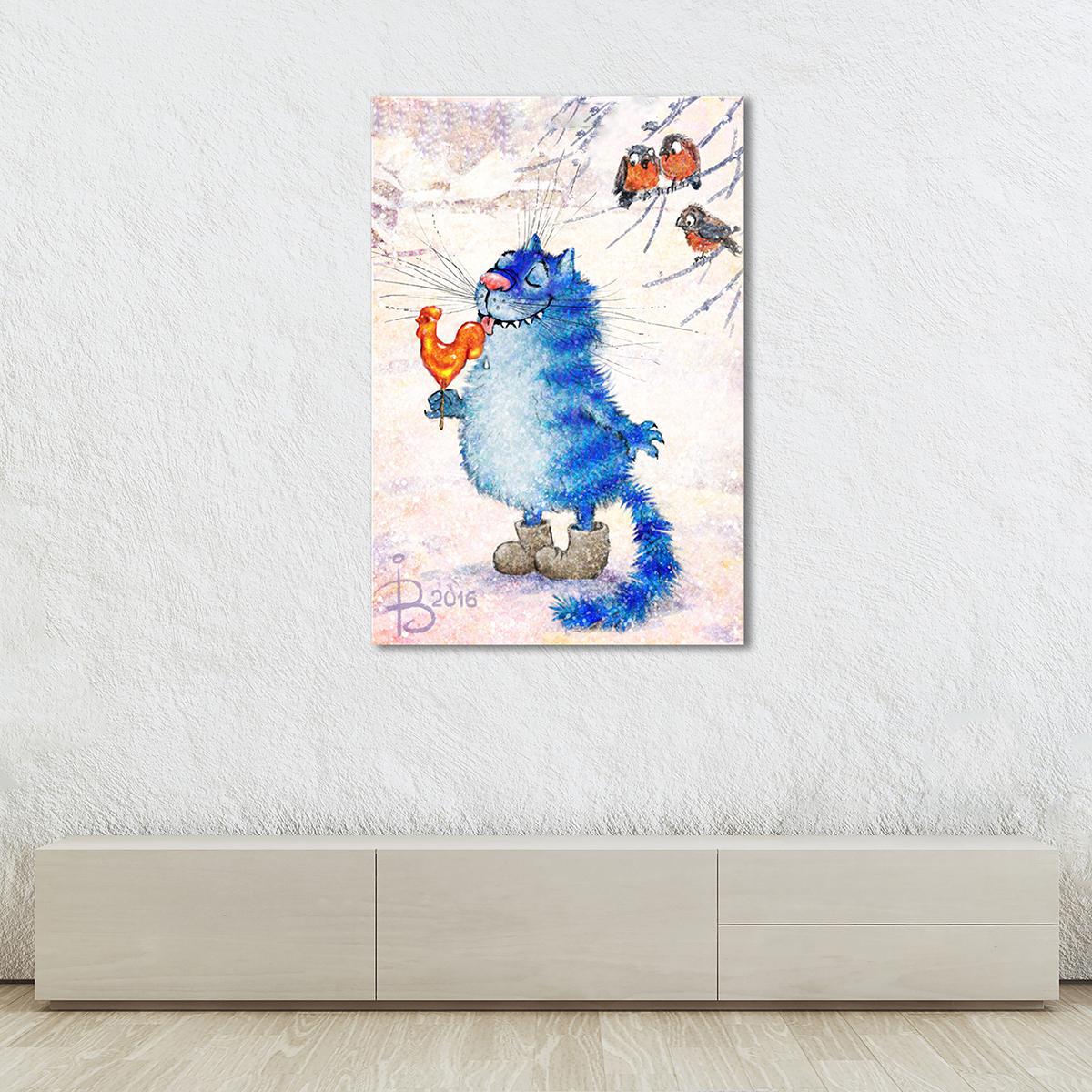 Модульная картина Сладкая жизнь Кот и петух 1 модуль 40х60 см