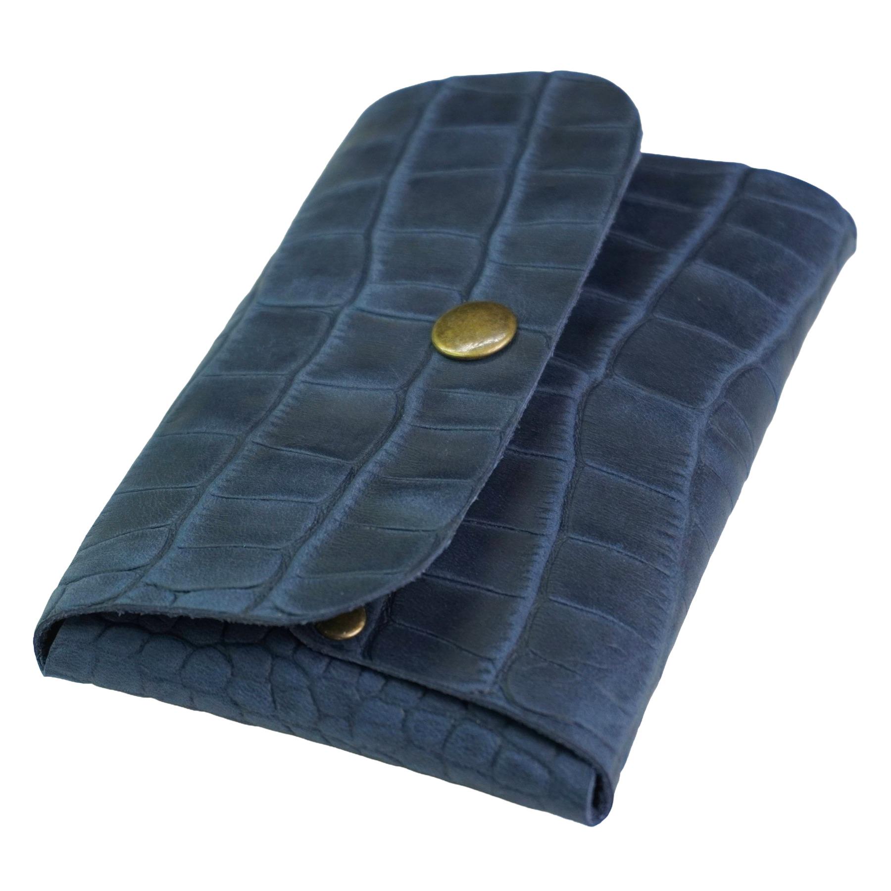 Кошелек кожаный Крокодил Mini-02 Синий - фото 2 Кошелек кожаный Крокодил Mini-02 Синий - фото 2