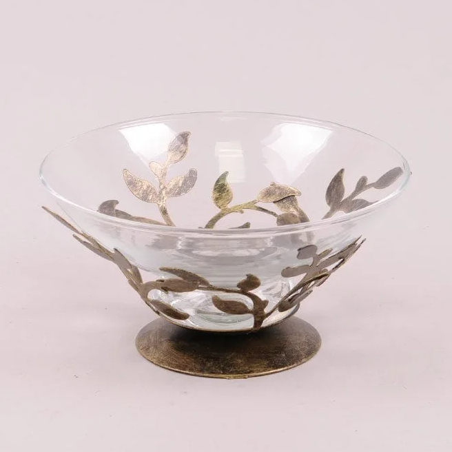 Конфетница стеклянная на металлической подставке Flora 17,5 см (3190)