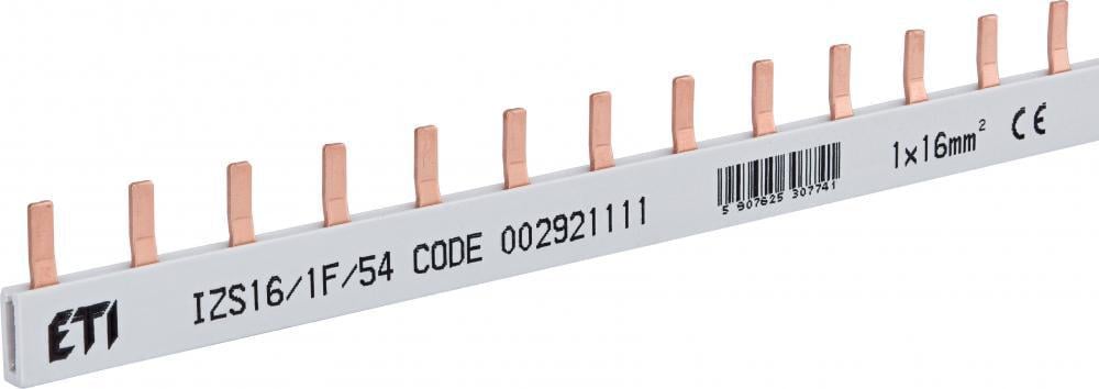 Шина соединительная ETI IZS16/1F/54 1Р 100А тип PIN штирь 54 модуля 16 мм2 1 м (2921111)