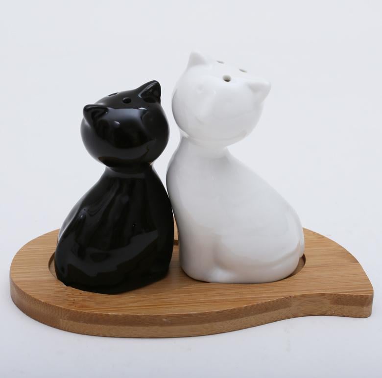 Набір для спецій Ceram-Bamboo Кошенята сіль/перець (10218801) - фото 2 Набір для спецій Ceram-Bamboo Кошенята сіль/перець (10218801) - фото 2