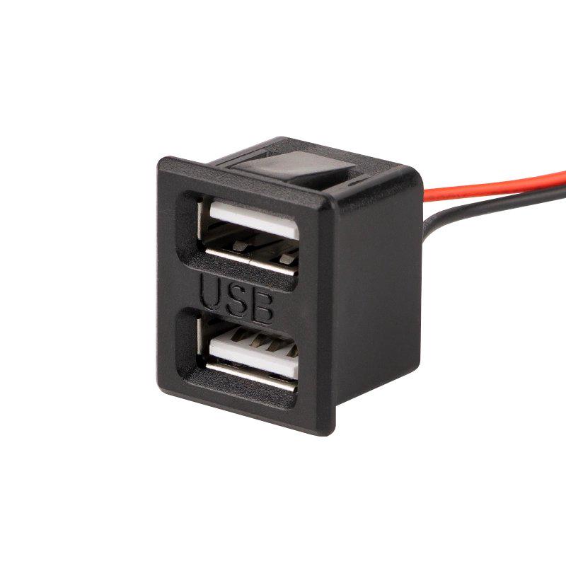 Гніздо USB A подвійне монтажне з кабелем (A150027)