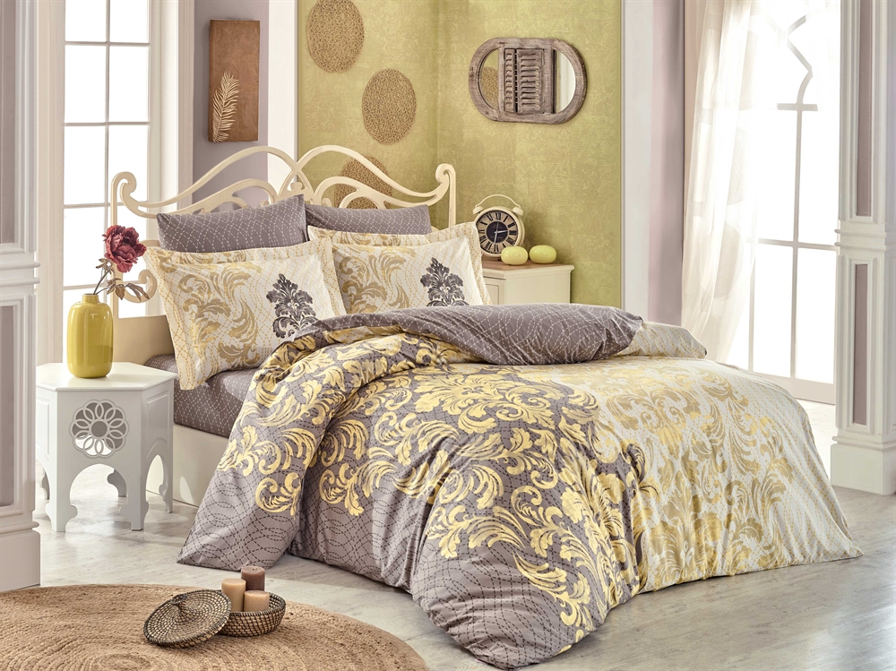 Комплект постельного белья Hobby Poplin Mirella 200х220 см/50х70 см 2 шт. Капучино