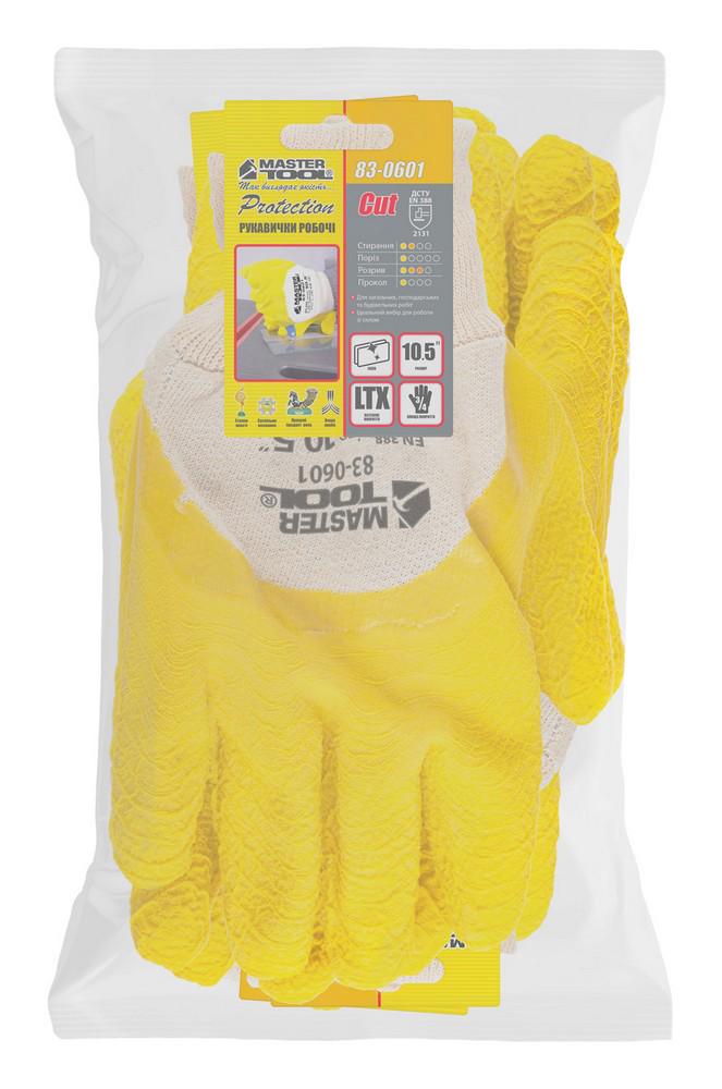 Рукавички бавовняні MasterTool латексне ребристе покриття ¾ 10.5" 12 пар Жовтий (83-0601doz) - фото 2 Рукавички бавовняні MasterTool латексне ребристе покриття ¾ 10.5" 12 пар Жовтий (83-0601doz) - фото 2