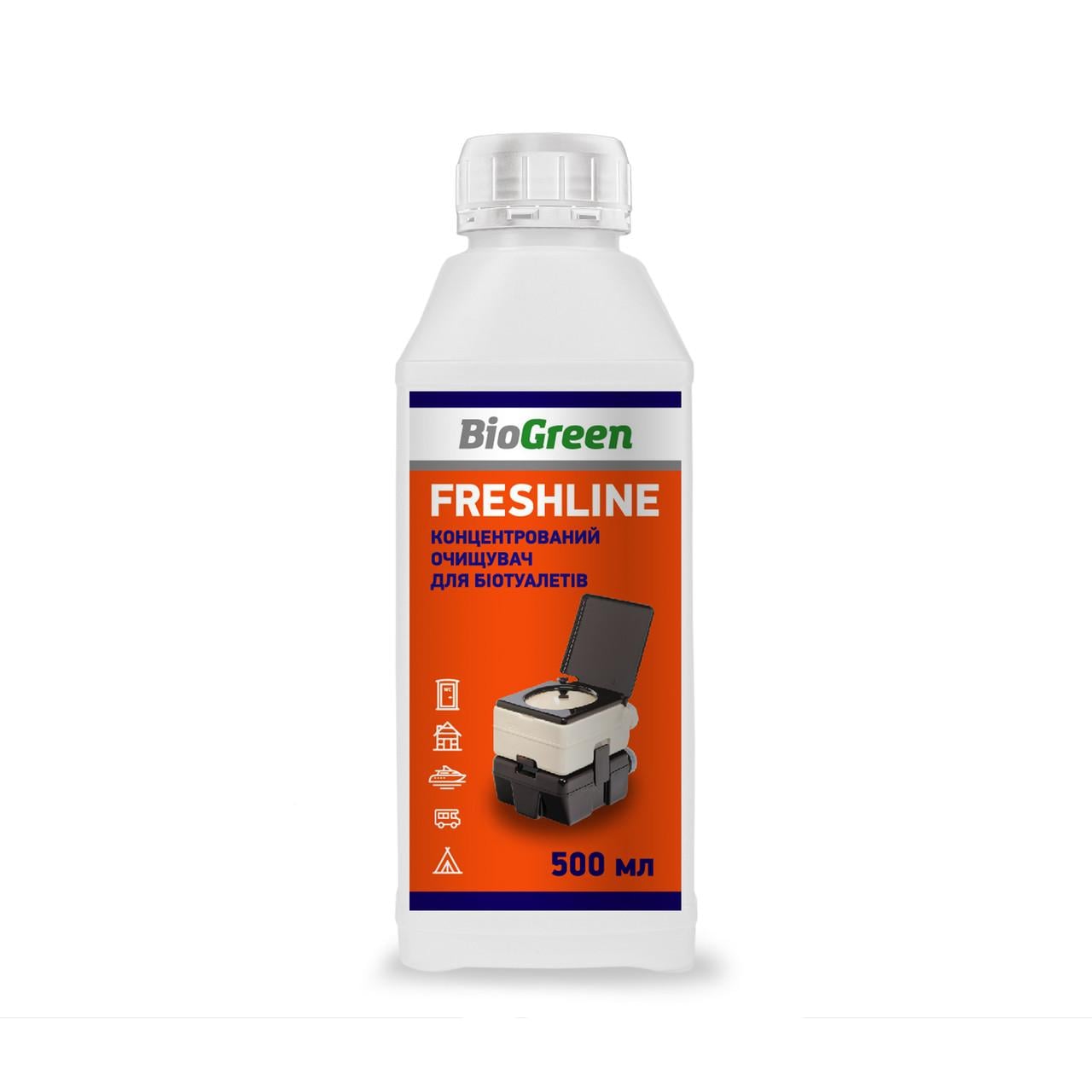 Очисник концентрований Biogreen FreshLine для нижнього бака видалення відкладень і запаху 500 мл (35262986)
