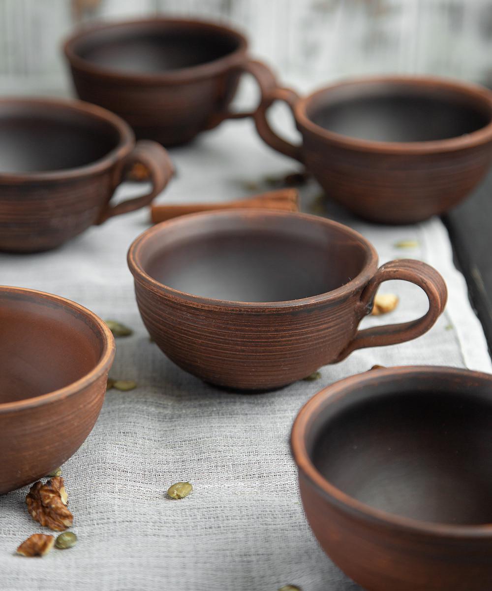 Набор чашек Винт красная глина ручная работа 200 мл 6 шт. (1370-6) - фото 6