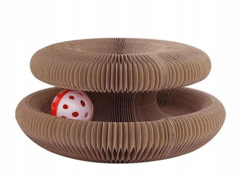 Игрушка для котов круглая гофрированная с мячиком