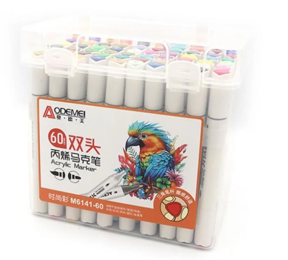 Набор акриловых скетчмаркеров Aodemei двухсторонних 60 цветов