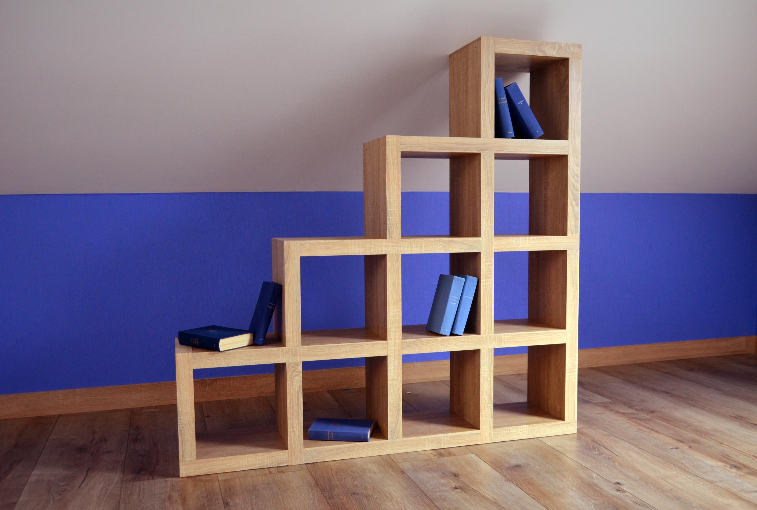 Шафа книжкова Inteo Кубус Стійка 4х4 1410х1410х290 мм товщина корпусу 50 мм Дуб тахо