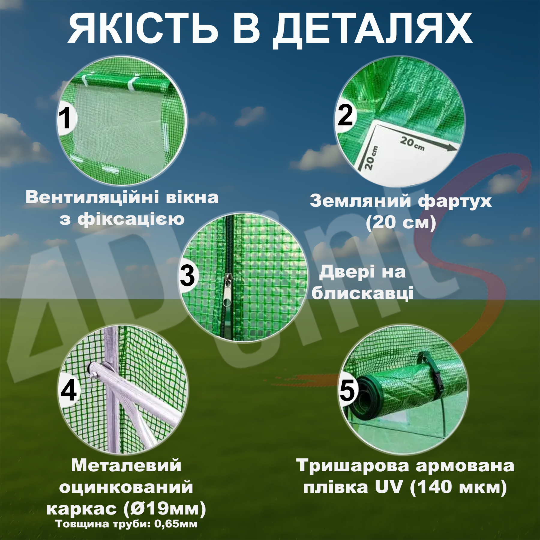 Теплиця садова 4Points парник для городу дому дачі з вікнами 18м2 3х6 м Зелений - фото 3