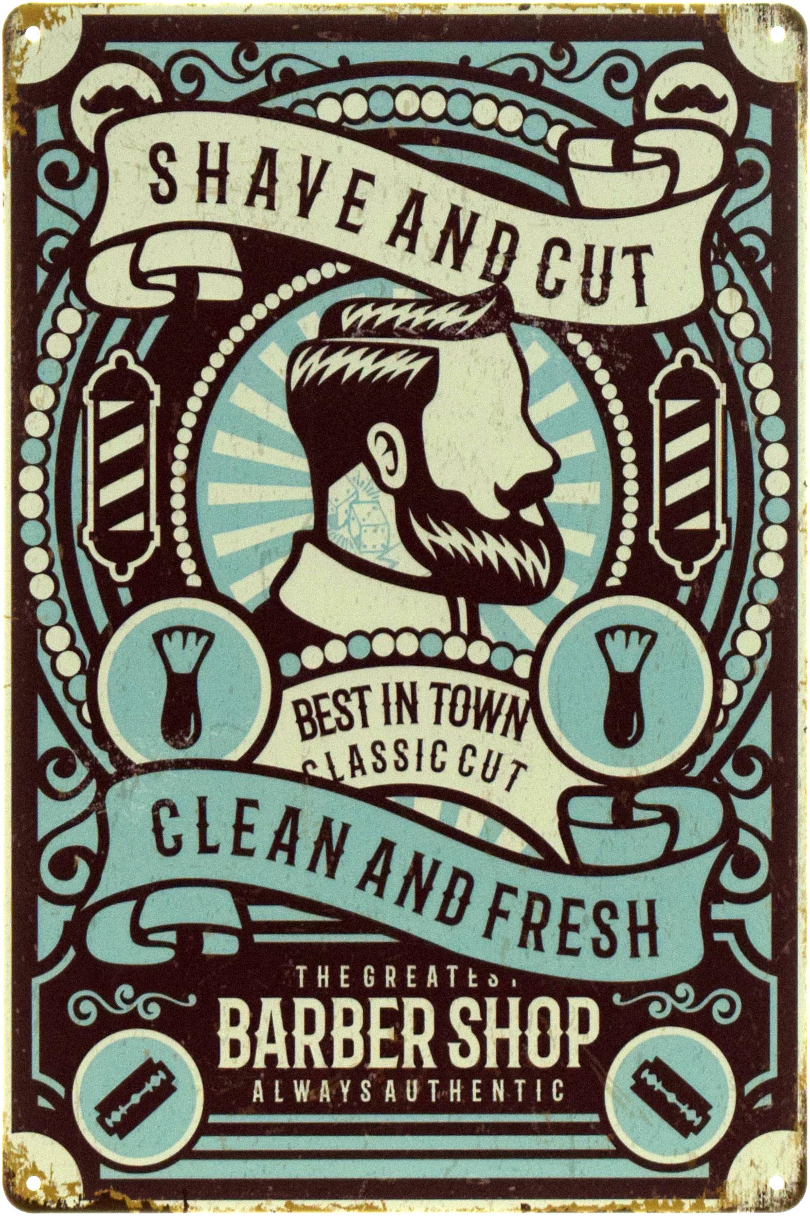 Табличка металлическая "Barber Shop The Greatest Barber Shop" 20x30 см (ms-104545)