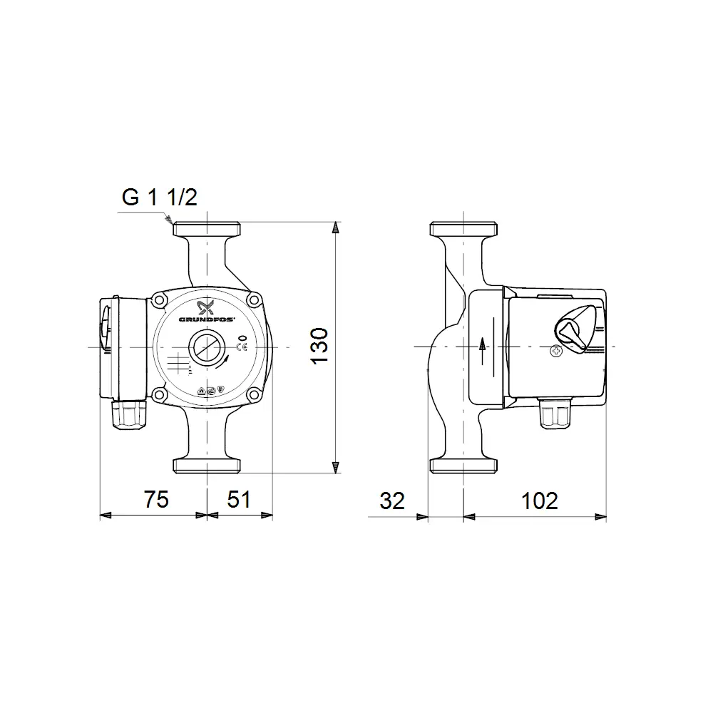 Насос циркуляційний Grundfos UPS 25/40 130 + гайки - фото 2