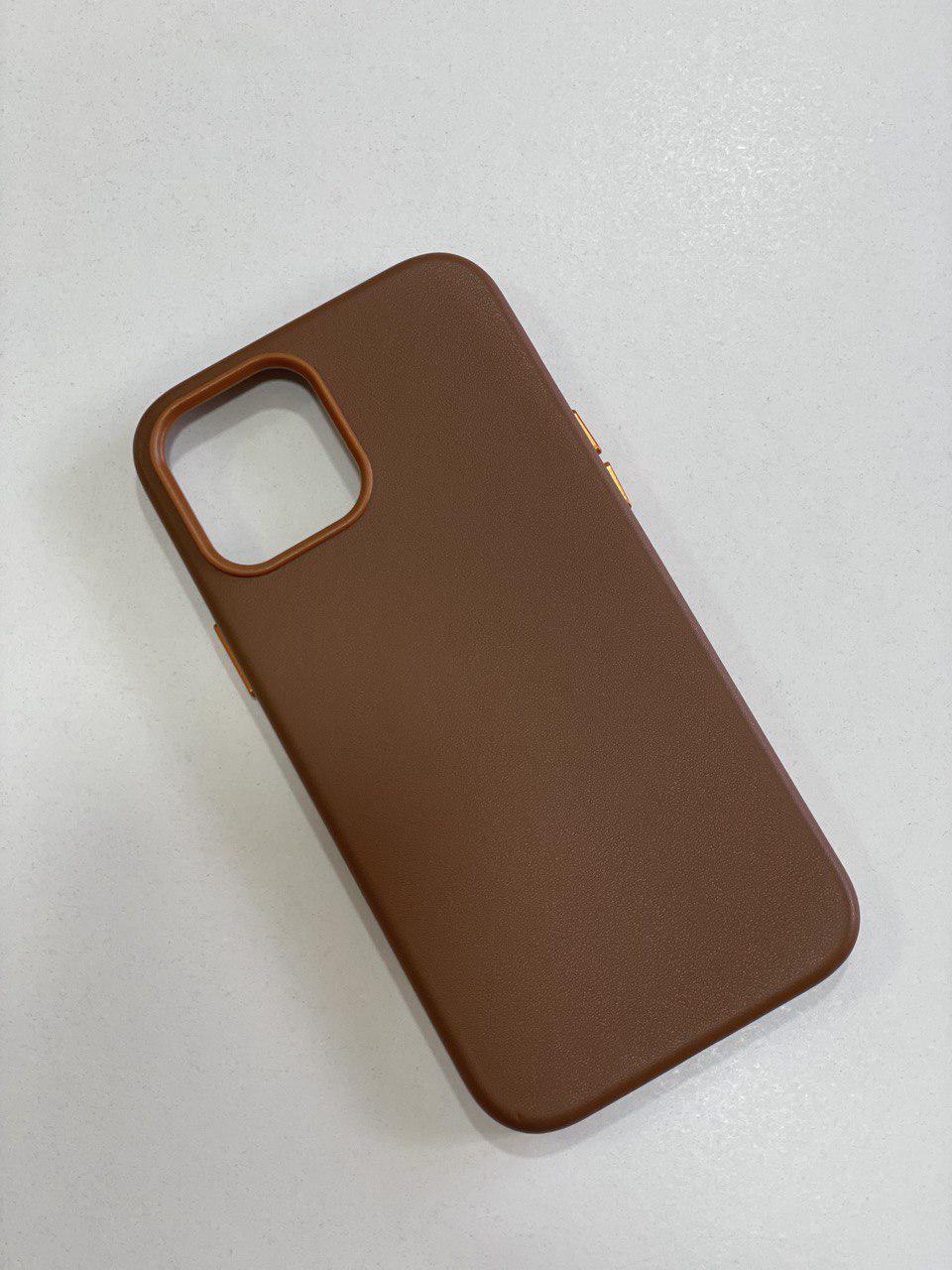 Чехол для iPhone 12 proMax / Case with MagSave / Eco leather / коричневый