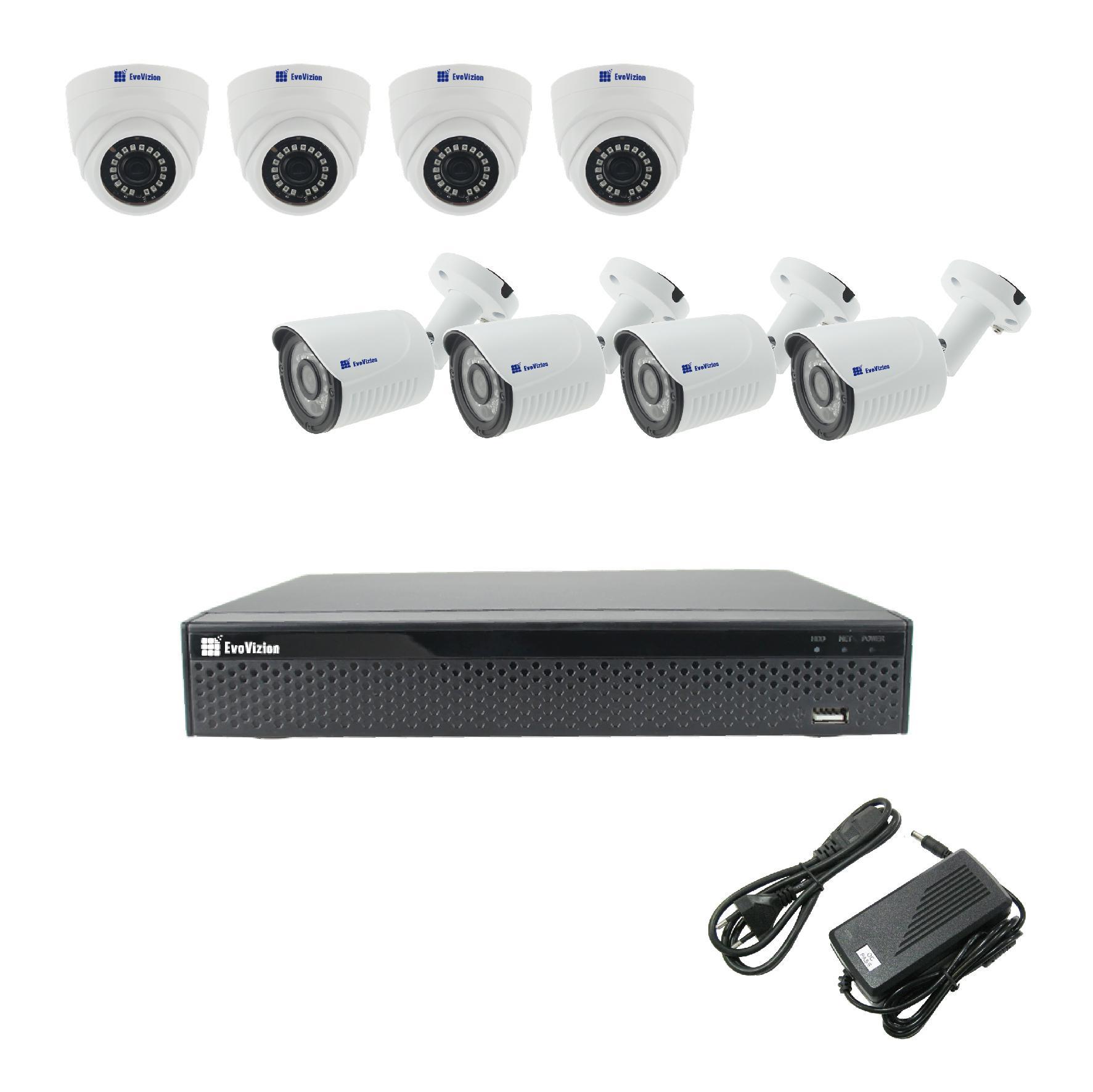 Комплект видеонаблюдения EvoVizion 4DOME-4OUT-100 на 8 камер