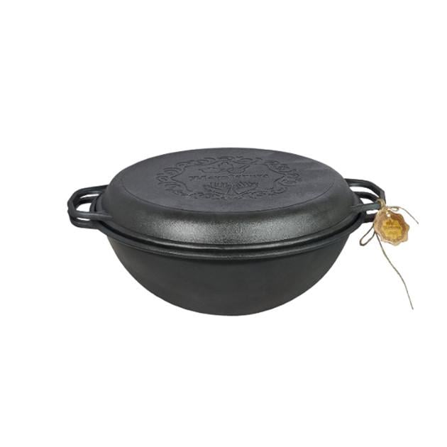 Казан WOK чавунний татарський з кришкою-сковородою 8 л ø 34 см - фото 1 Казан WOK чавунний татарський з кришкою-сковородою 8 л ø 34 см - фото 1