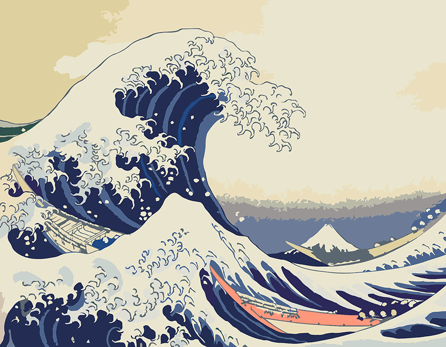 Картина по номерам Rosa Под волной Канагавського моря 35х45 см (N00013107)