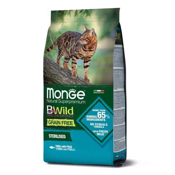 Корм для кошек Monge Cat Bwild Grain Free Sterilised тунец 1,5 кг (27259919)