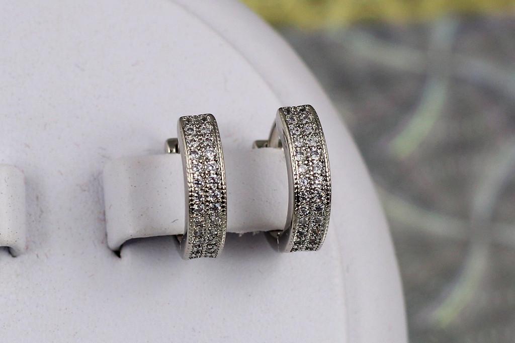 Серьги Xuping Jewelry Кольца бортики шарики 1,4 см Серебристый