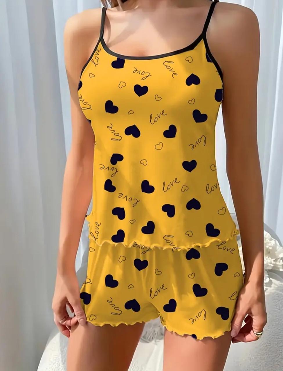 Пижама женская Love с шортами S Желтый (2686488334) - фото 3 Пижама женская Love с шортами S Желтый (2686488334) - фото 3