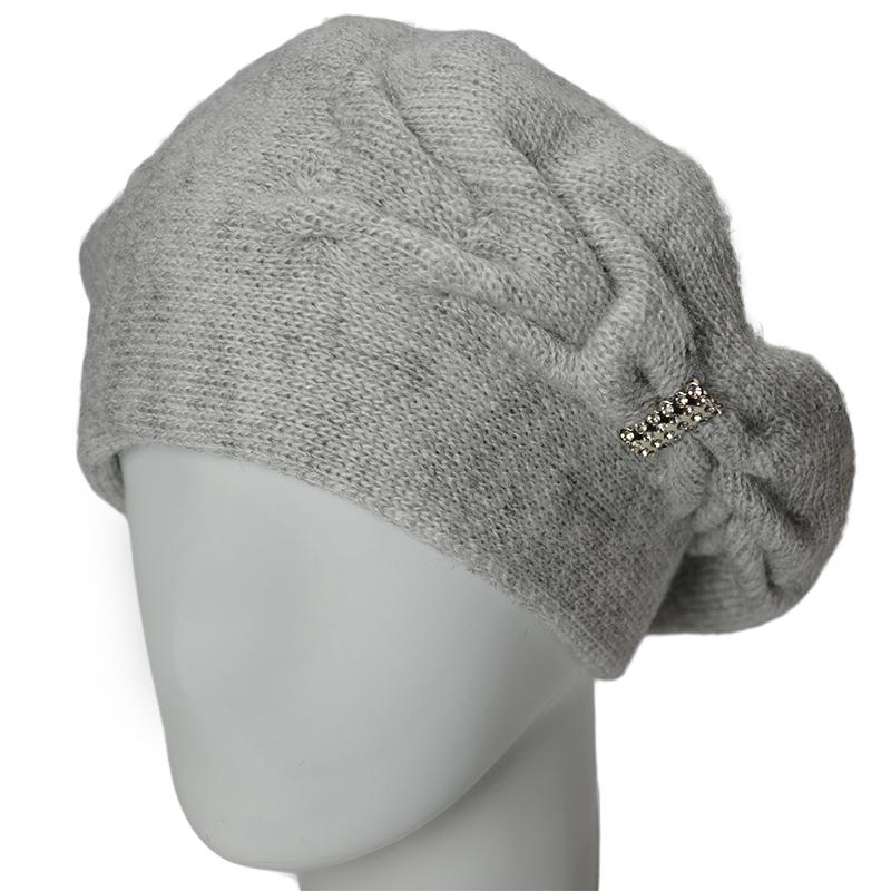 Берет женский Lirus Камея двойной зимний Светло-серый (164100)