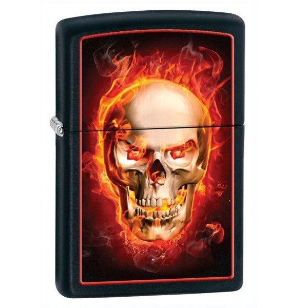 Запальничка ZIPPO LIGHTER BURNING SKULL matte Black (28307)