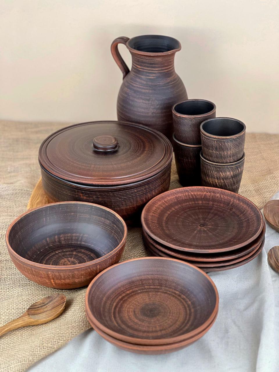 Набор керамической глиняной посуды гладкий на 4 человек (3106-3) Набор керамической глиняной посуды гладкий на 4 человек (3106-3)