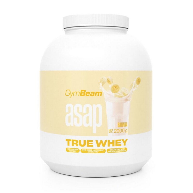 Протеин сывороточный с пробиотиком и ферментами GymBeam Asap True Whey 2 кг Банан Протеин сывороточный с пробиотиком и ферментами GymBeam Asap True Whey 2 кг Банан