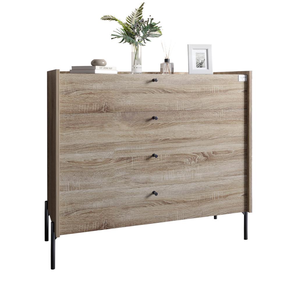 Комод с 4 ящиками Lion Wood с черными ножками 100х90х45 см Дуб Сонома Трюфель (000-000-1948) - фото 2 Комод с 4 ящиками Lion Wood с черными ножками 100х90х45 см Дуб Сонома Трюфель (000-000-1948) - фото 2