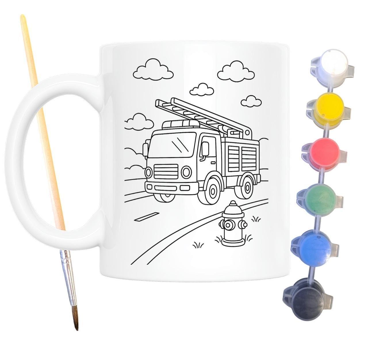 Набор для творчества кружка раскраска Пожарный автомобиль 330 мл Белый (КР0138)