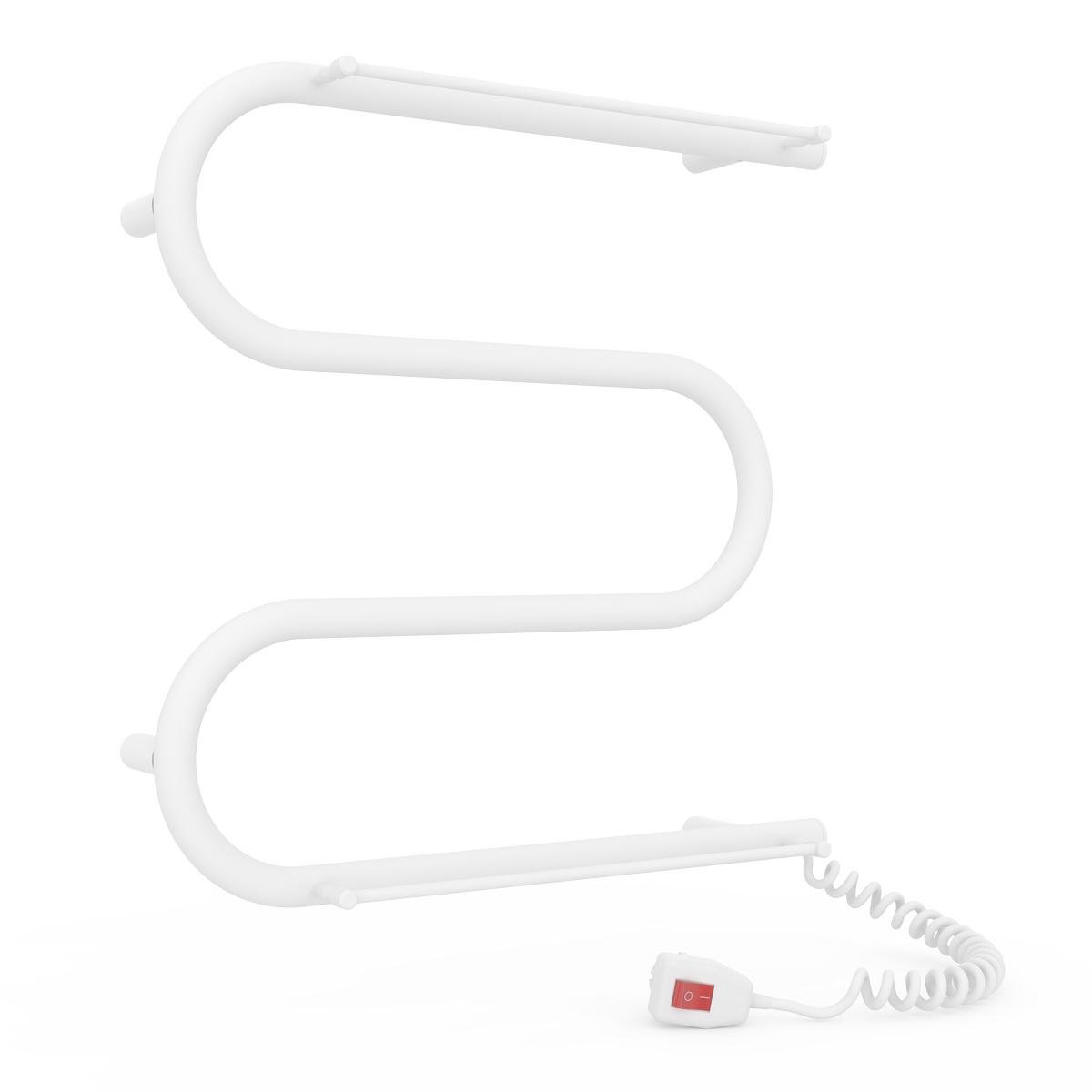 Полотенцесушитель электрический для ванной Laris Зебра Змеевик 25 ЧФ3 500х500 мм Е с 2-мя полками из стали Белый (147-127-75201038)