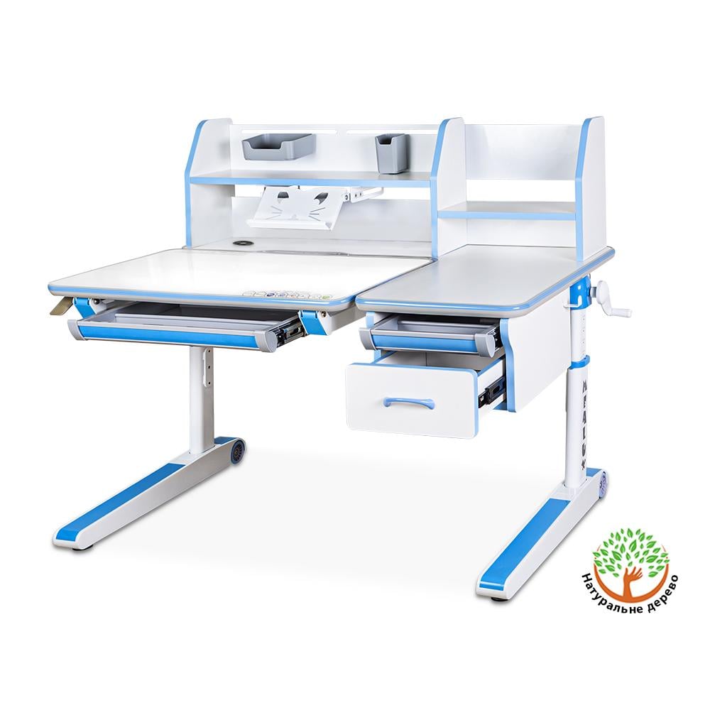 Парта трансформер школьная эргономичная Mealux Sherwood Energy Белый/Голубой (BD-830 W/BL Energy) - фото 2 Парта трансформер школьная эргономичная Mealux Sherwood Energy Белый/Голубой (BD-830 W/BL Energy) - фото 2