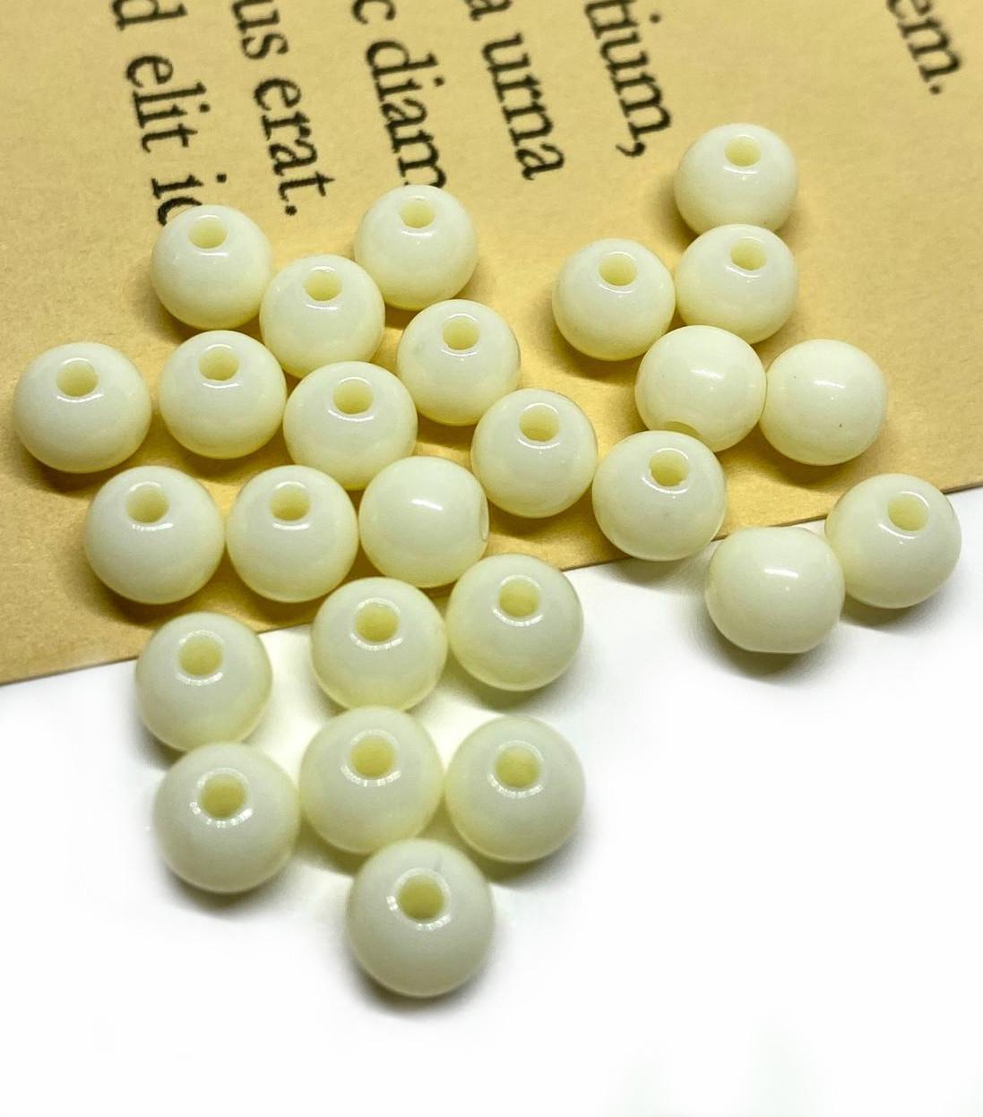 Бусины пластиковые шар 4 мм Ø 1 мм 25 г 750 шт. Молочный (БП0004ш03)