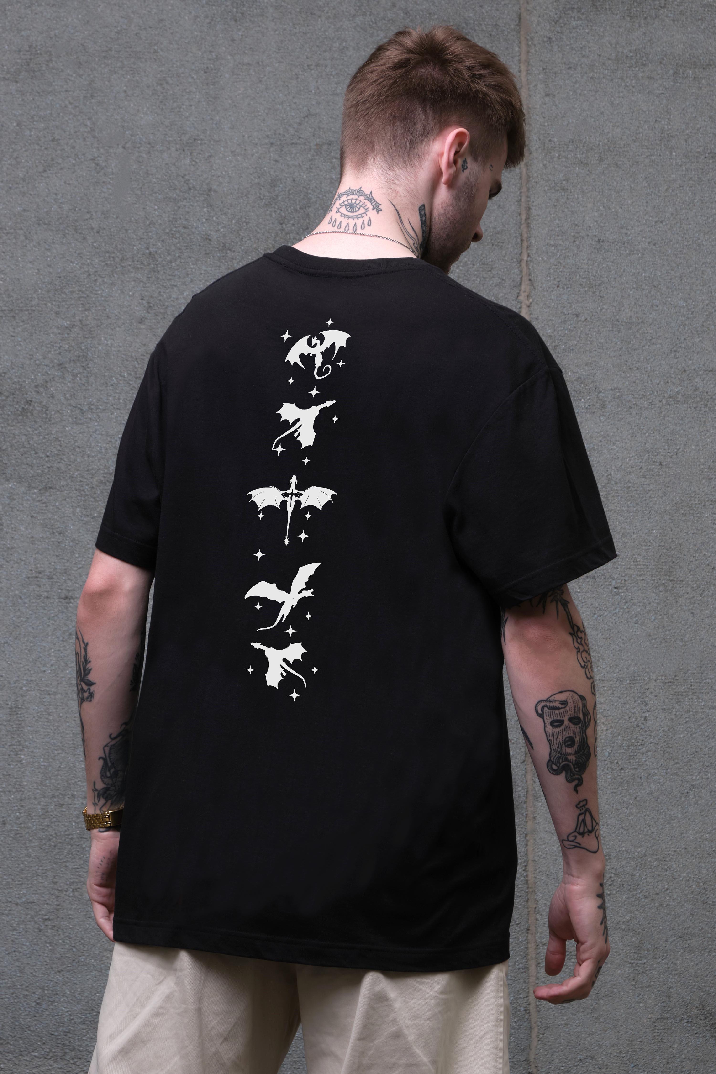 Футболка чоловіча Without з принтом четверте крило оверсайз S/M Black (S8055216) - фото 3