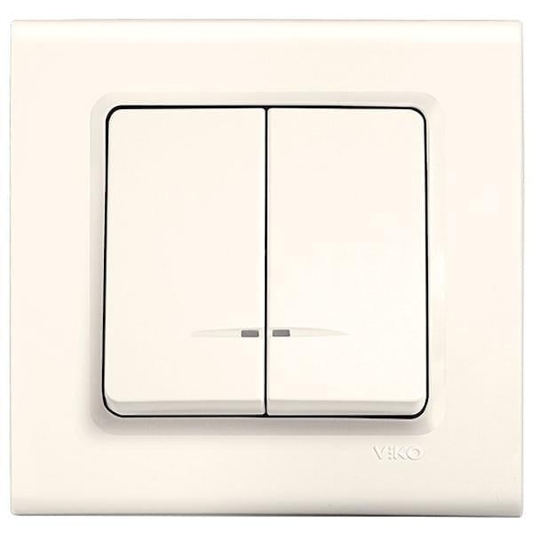 Выключатель двухклавишный Viko Linnera с подсветкой Кремовый (27548914)